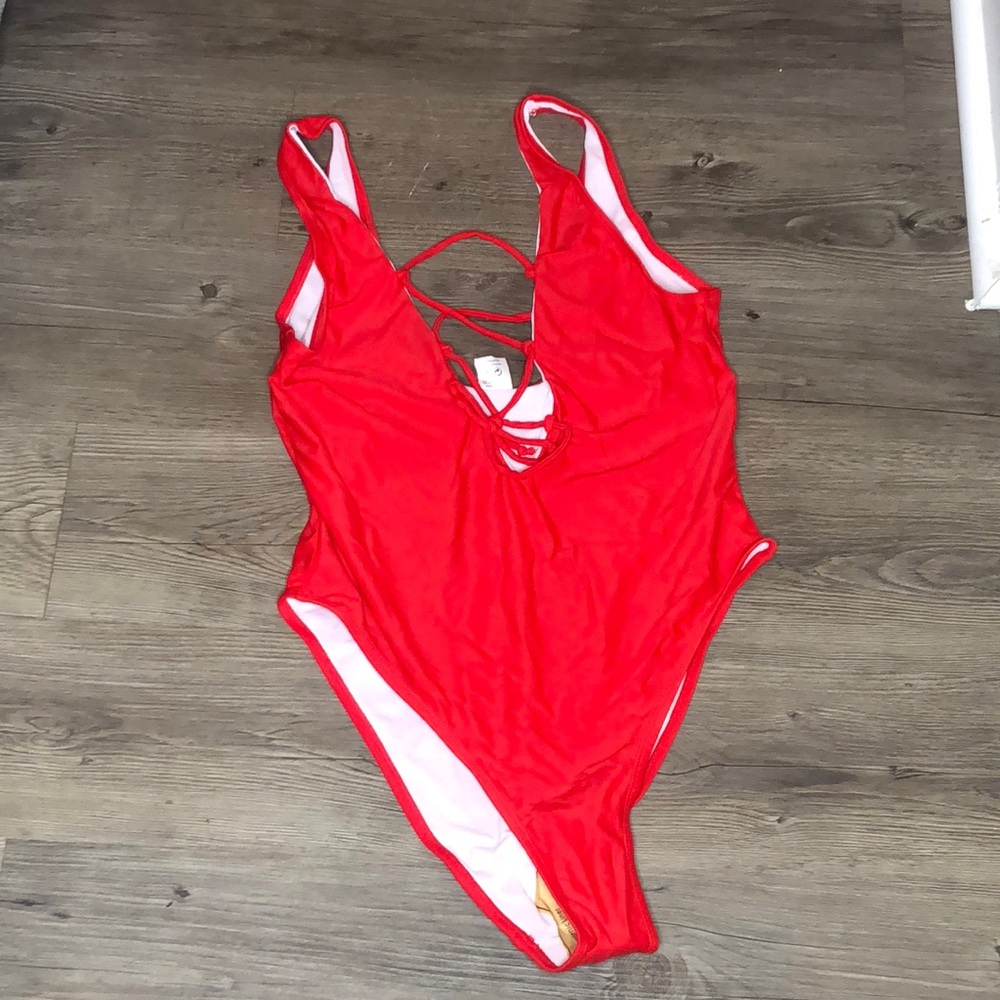 Red Baywatch one piece